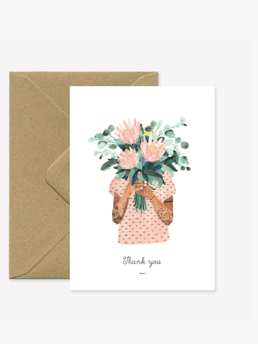Tattoo Girl Says Thank You  - A6 Card