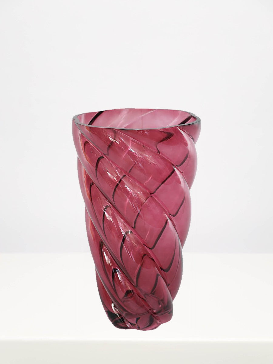 Cranberry Vase - 29cm on a white table against a soft grey wall