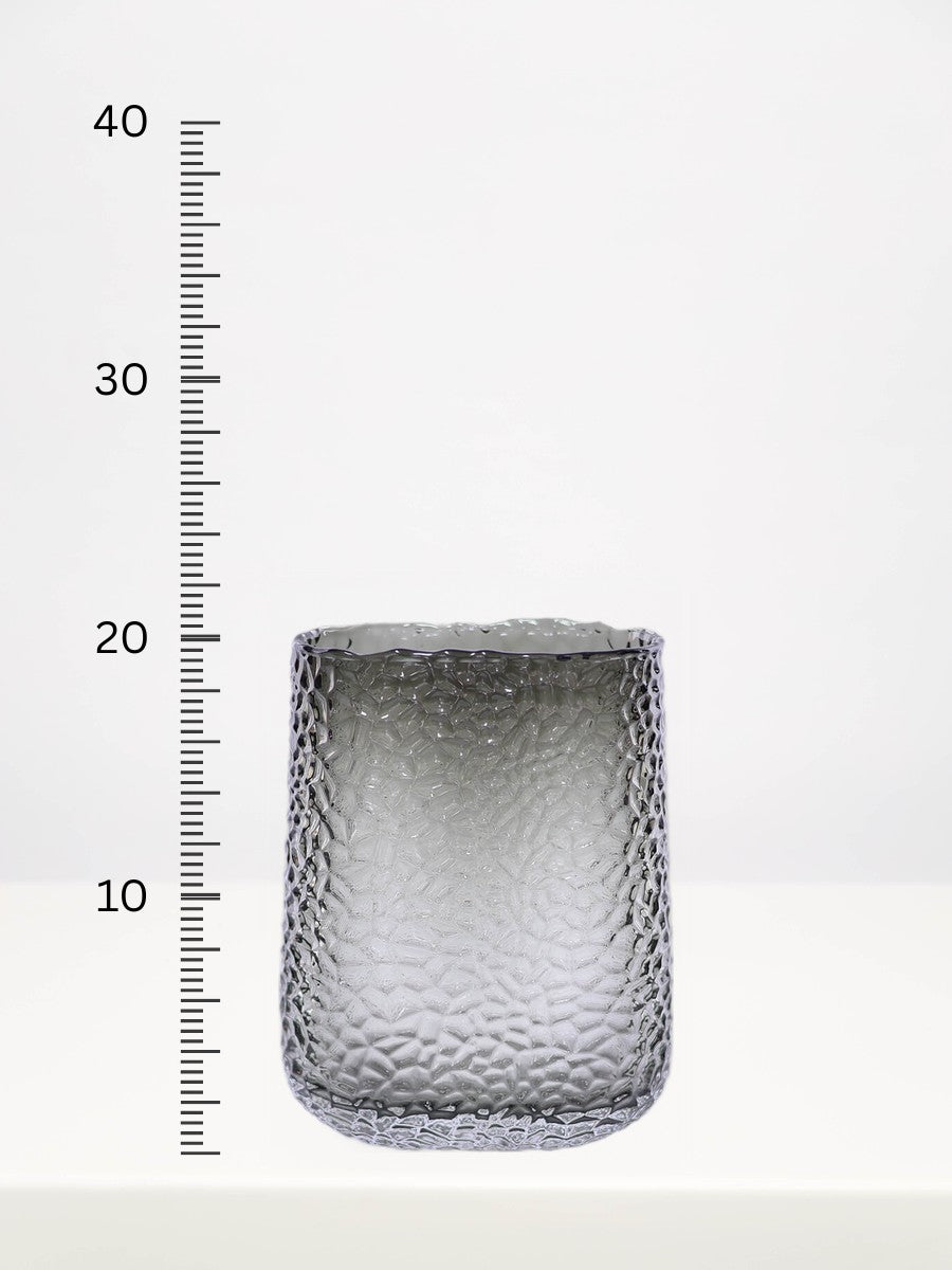 Grey Stenar Vase - 20cm next to a centimetre ruler showing its height