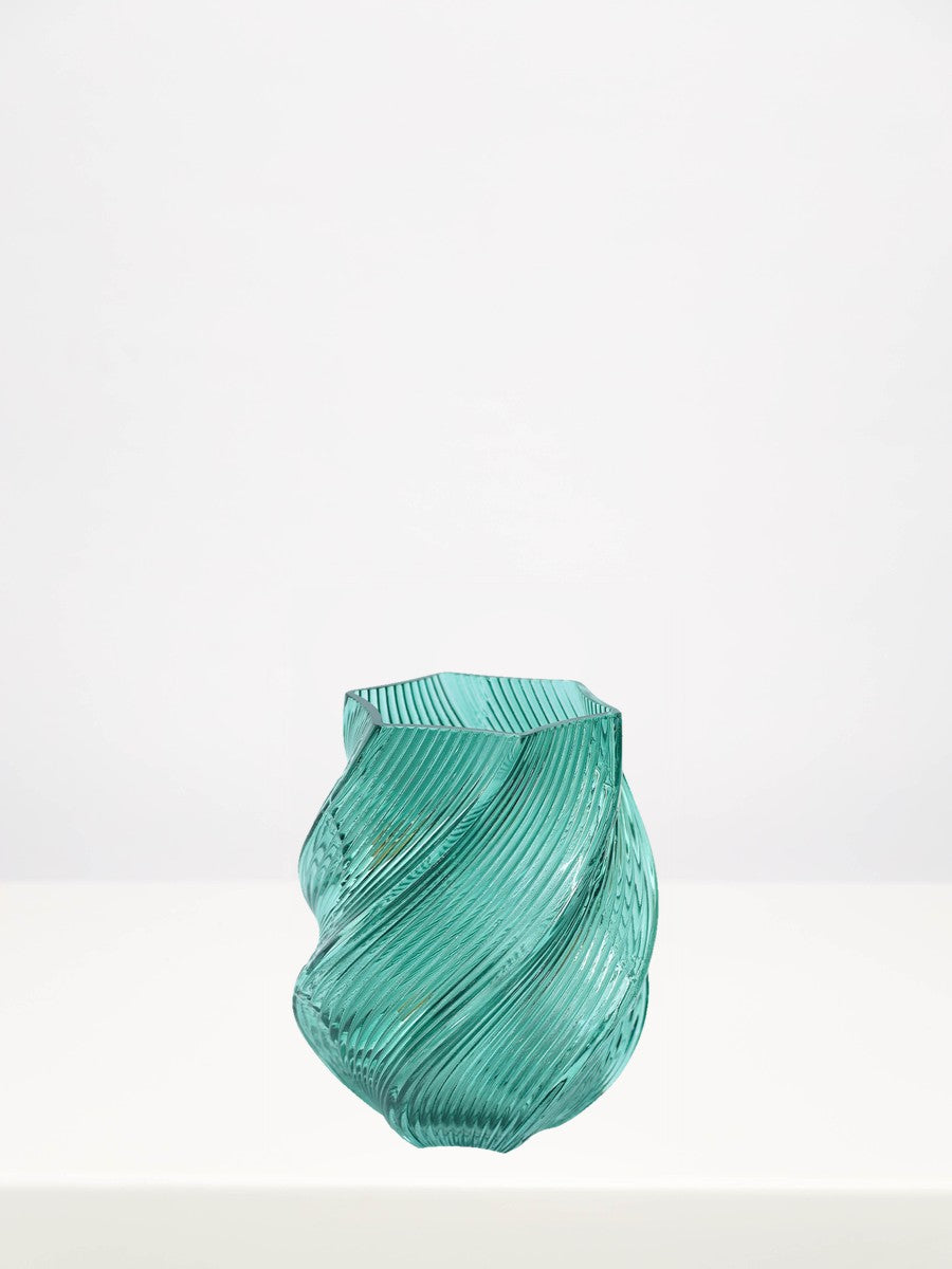 Lagoon Vase - 18cm on a white table against a soft grey wall