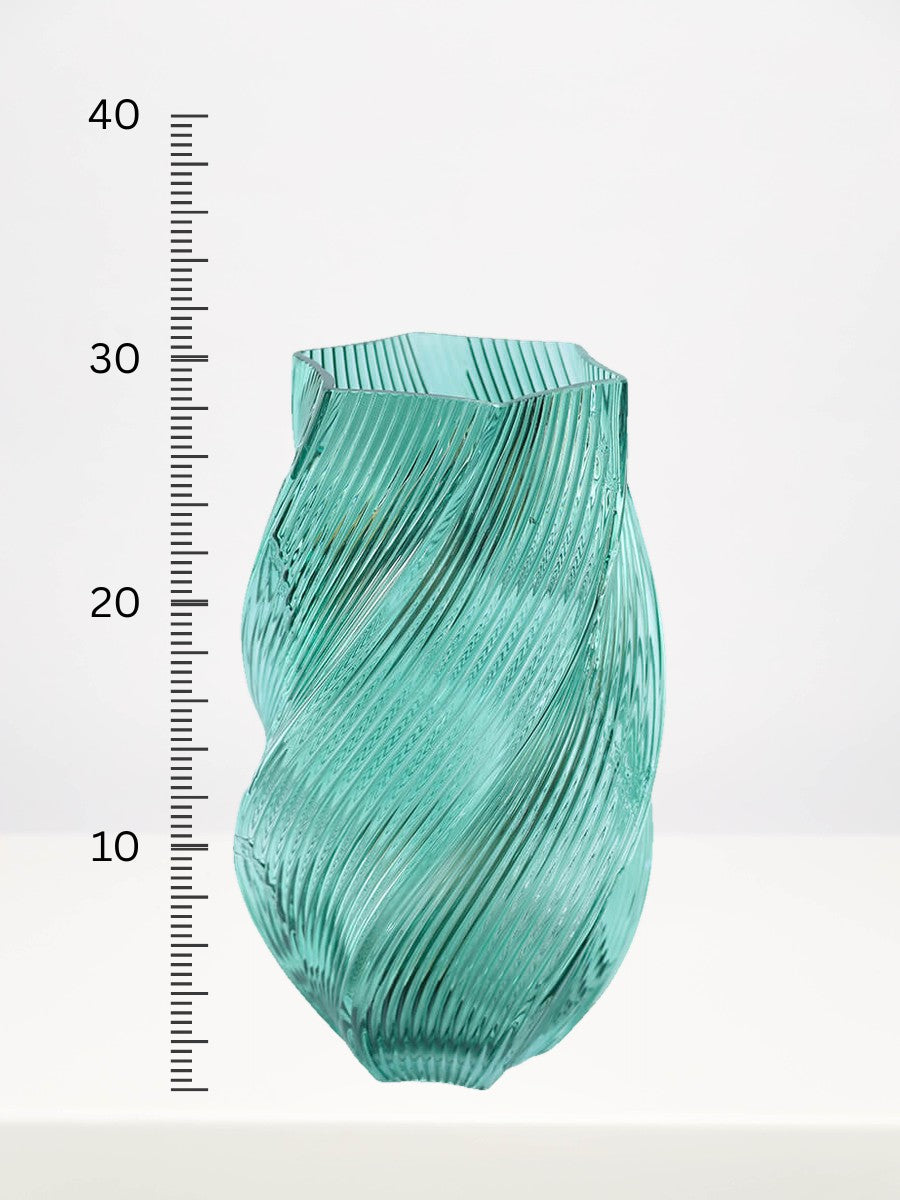 Lagoon Vase - 30cm next to a centimetre ruler showing its height