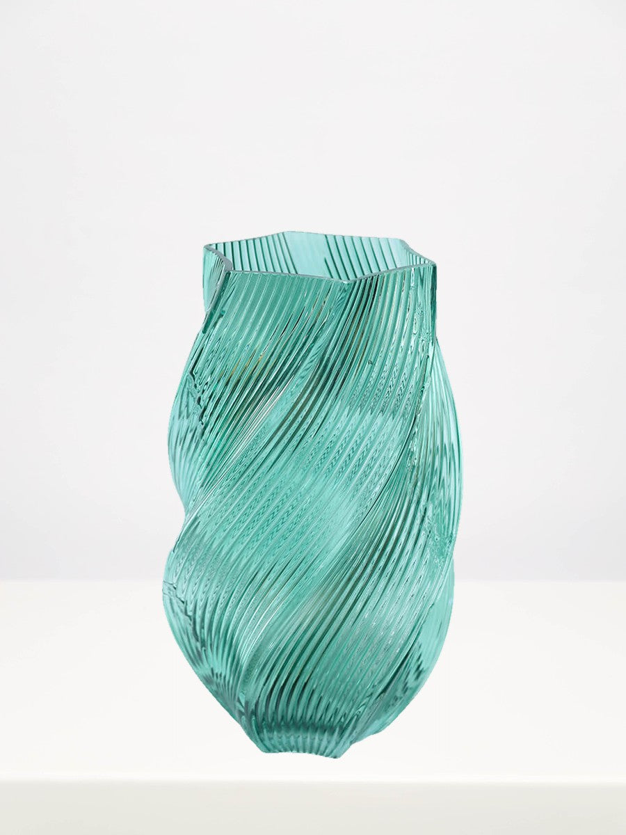 Lagoon Vase - 30cm on a white table against a soft grey wall