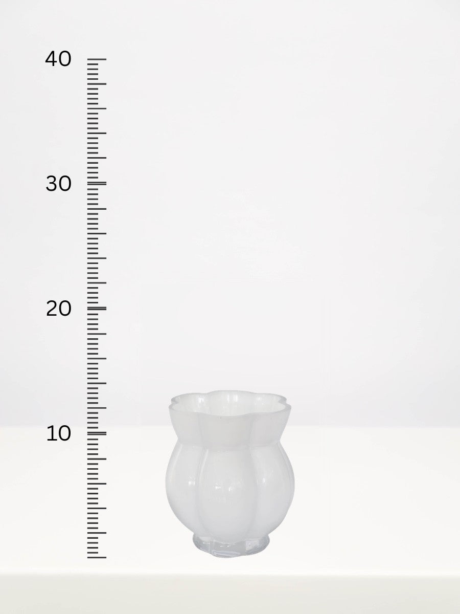 White Vase - 13cm next to a centimetre ruler showing its height